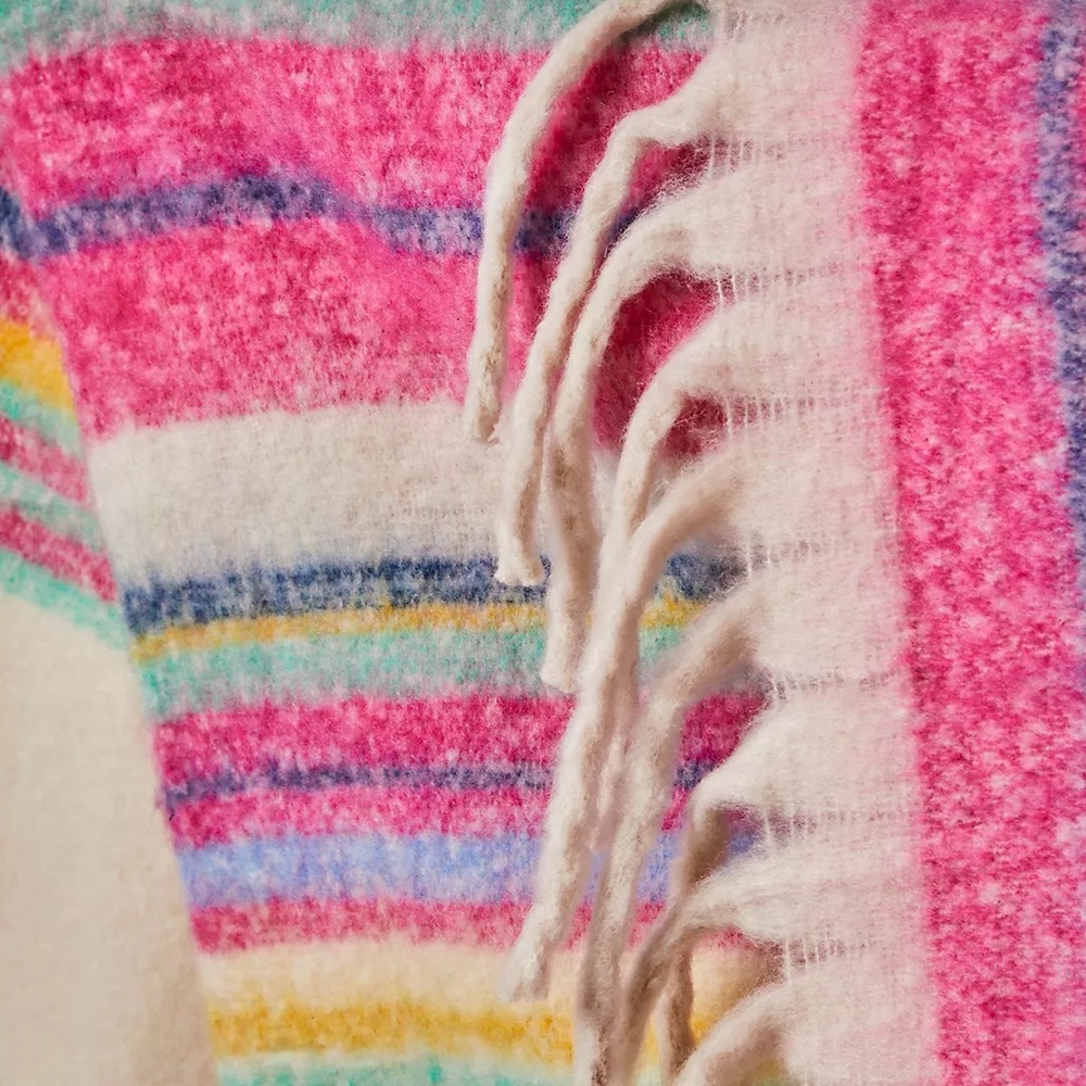 🔥🆕 Free People FP Fringe Striped Throw Blanket🔥 - Picture 8 of 9